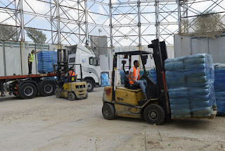 Goods and medical supplies being transferred to the Gaza Strip