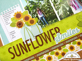Doodlebug Design Flea Market Fall Sunflower Scrapbook Layout by Mendi Yoshikawa