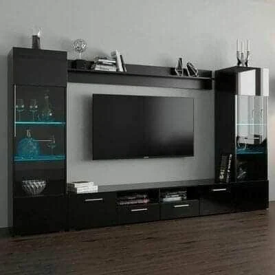 Desain rak televisi warna hitam minimalis 2020
