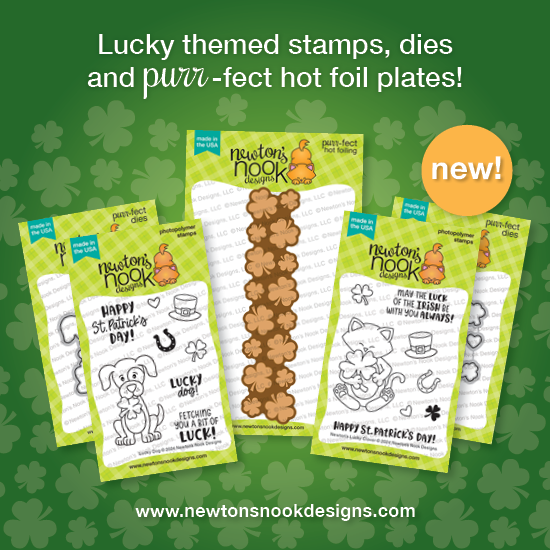 Newton's Nook Designs Lucky Release February 2024 ~ Shamrock Hot Foil Plate, Newton's Lucky Clover & Lucky Dog * AVAILABLE NOW *