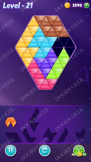 Block! Triangle Puzzle Advanced Level 21 Solution, Cheats, Walkthrough for Android, iPhone, iPad and iPod