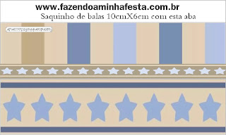 Estrellas Beige y Azul: Etiquetas para Candy Bar para Imprimir Gratis.