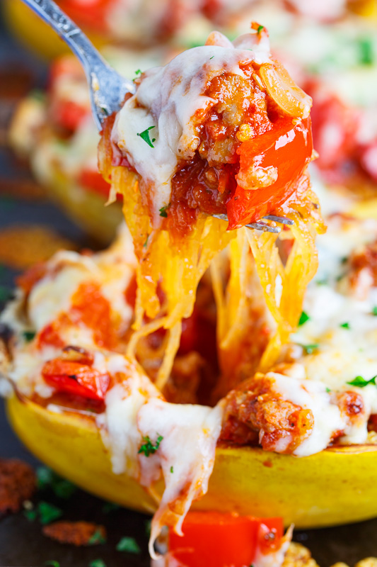 Sausage and Pepper Stuffed Spaghetti Squash