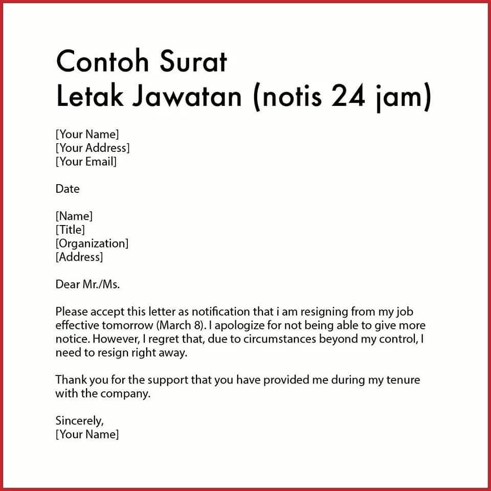 Contoh Surat Letak Jawatan Yang Anda Boleh Rujuk