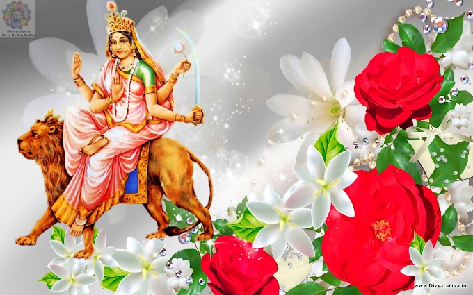 Hindu Tantra Goddess Katyayani Devi 4K HD Wallpapers With Mantra