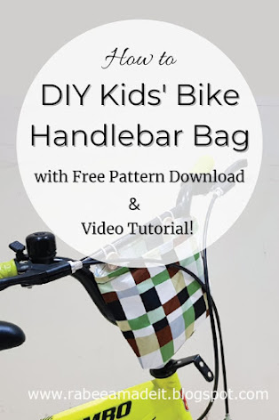 sew, diy handlebar bag, pattern, video, rabeeamadeit, kids, children, bicycle, cycle, bike, diy, quick and easy, tutorial, free pattern, how to