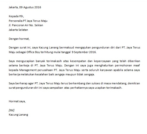 Contoh Surat Resign Yang Baik  Cara Buat Surat