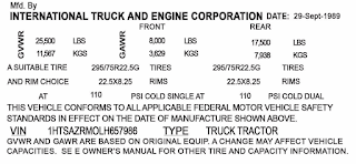 Truck replacement VIN Sticker