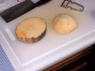 Rutabaga half peeled