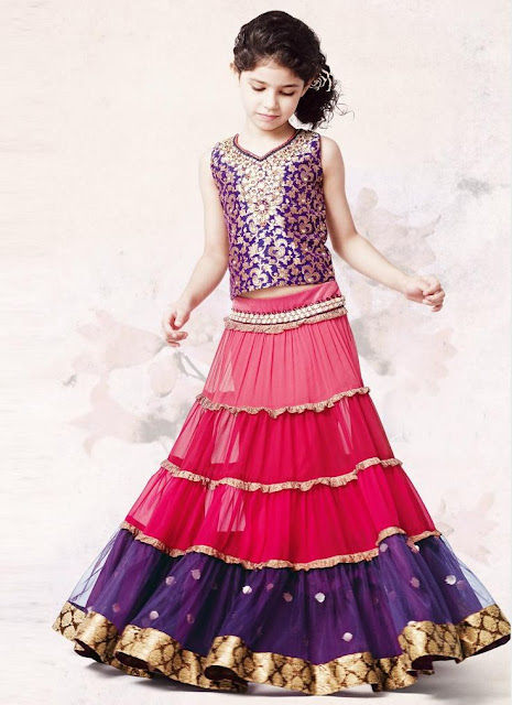 Stylish and beautiful lahnga choli dress for little girls in Pakistan 2016