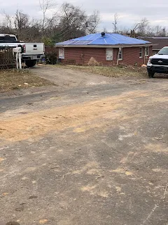 Storm damaged house