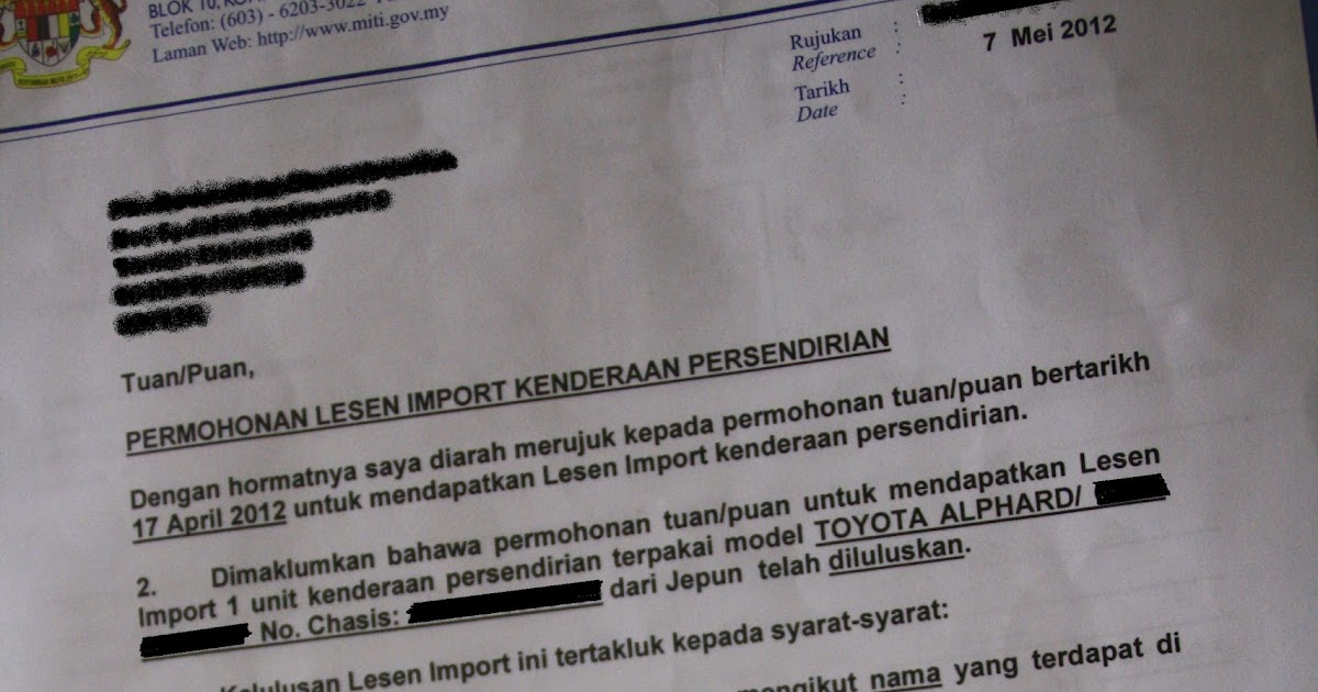 Surat Rayuan Kastam - Kerja Kosk