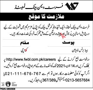 Latest Jobs in First  Women Bank Limited FWBL 2021