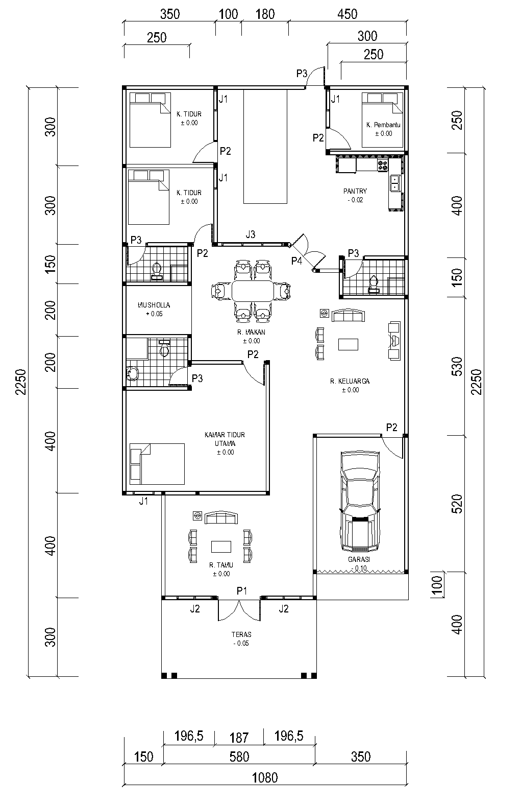 Denah Rumah Ukuran 108 M X 225 M Home Design And Ideas