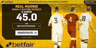 betfair supercuota Real Madrid gana a Bayern 25 abril