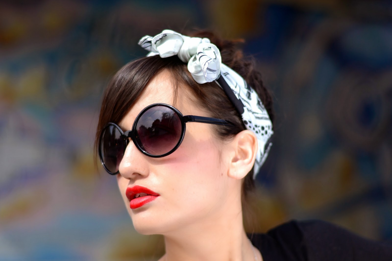 Headscarf and sunglasses