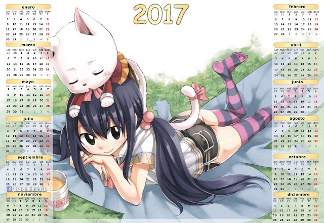 calendario 2017 anime fairy tail