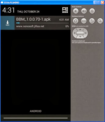 proses download BBM for Android virtual emulator