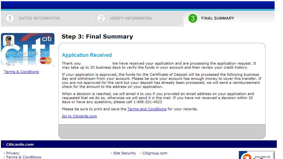 Citibank Vietnam - Citi Secured Mastercard Application