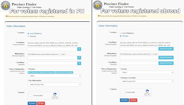 Comelec voter precinct finder