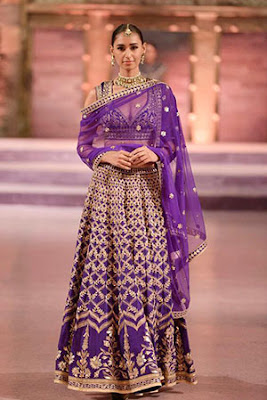 Stunning Photo Of Indian Model In Purple Mehndi Outfit.