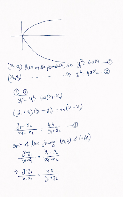 Show that the equation of the chord of the parabola y²=4ax through the points (x2, y1) and (x2, y2) on it is (y-y1) (y-y2) =y²-4ax Class 11 Parabola