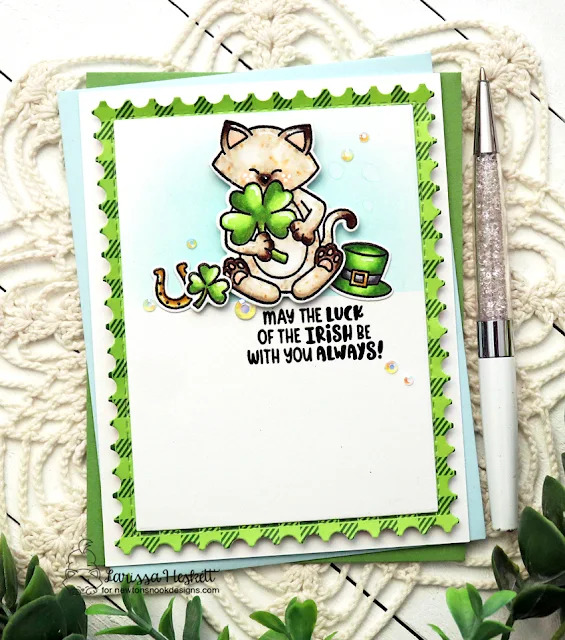 Luck of the Irish Card by Larissa Heskett for Newton's Nook Designs using Newton's Lucky Clover Stamp Set and Die Set, Frameworks Die Set, Meowy Christmas Patterned Paper