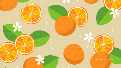 【オレンジ】果物のおしゃれでシンプルかわいいイラストPC壁紙・背景