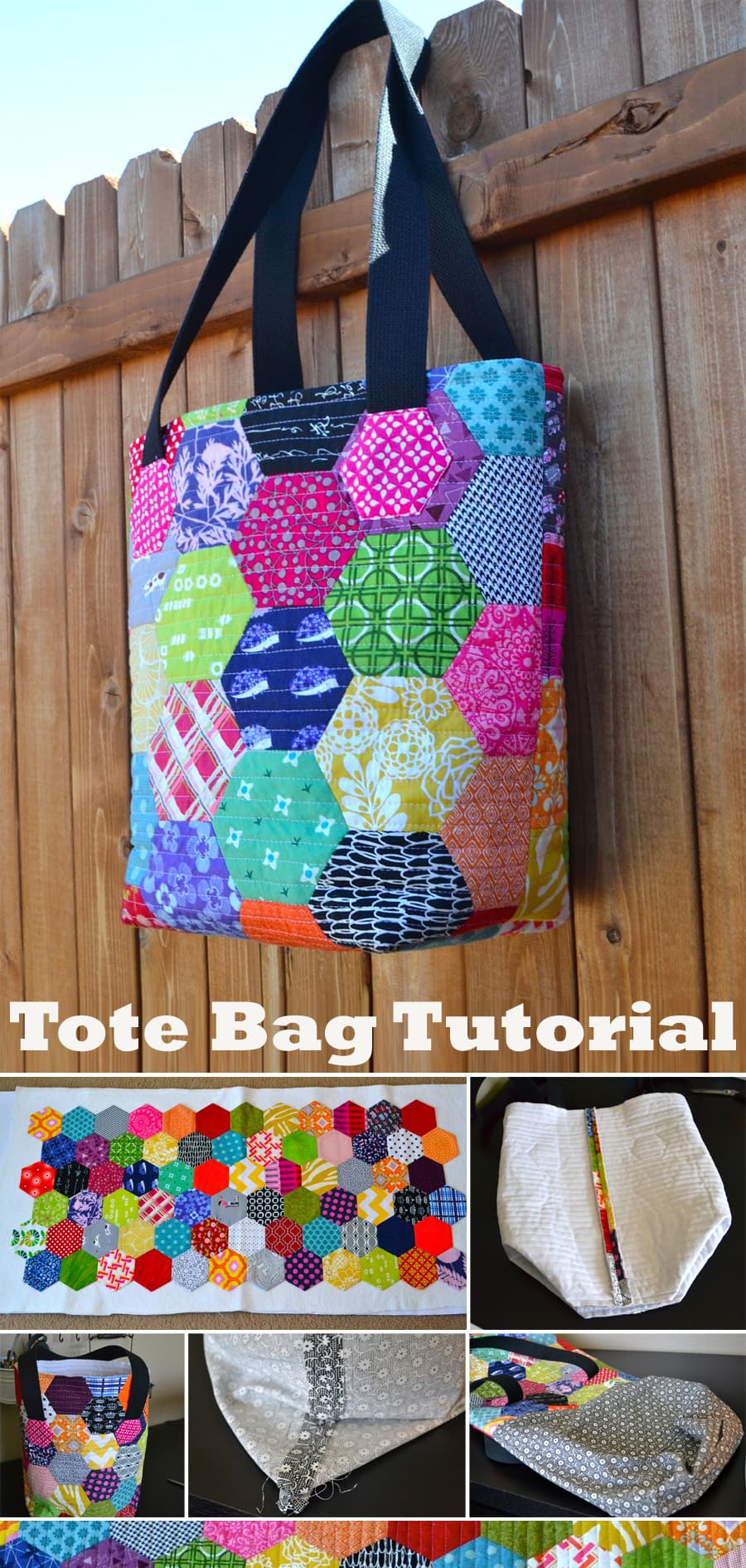 English Paper Pieced Tote Bag Tutorial