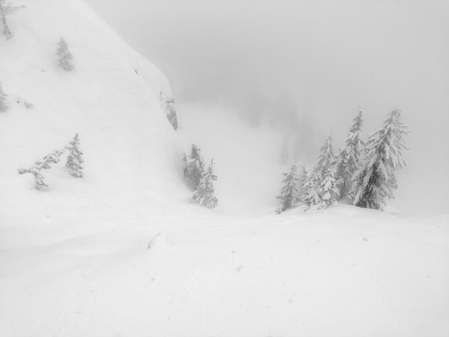 A steep snowy chute.