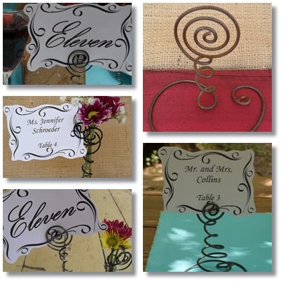 We have many style table number holders and place card holders available on 