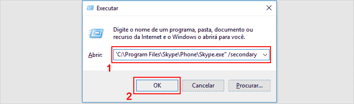 "C:\Program Files\Skype\Phone\Skype.exe" /secondary