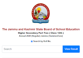 JKBOSE Class 12th Result 2021 Search By Name Wise