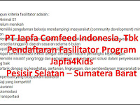 Seleksi Administrasi PT Japfa Comfeed Indonesia Untuk Kab Pesisir Selatan 26 Maret sd 01 April 2018