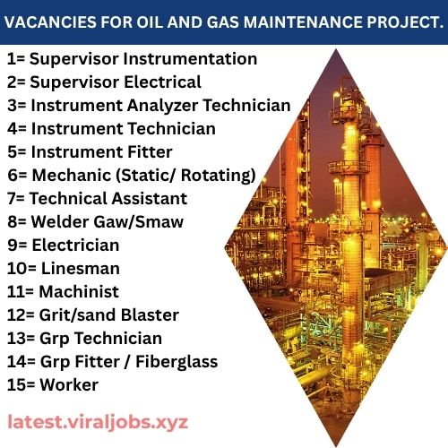 VACANCIES FOR OIL AND GAS MAINTENANCE PROJECT.