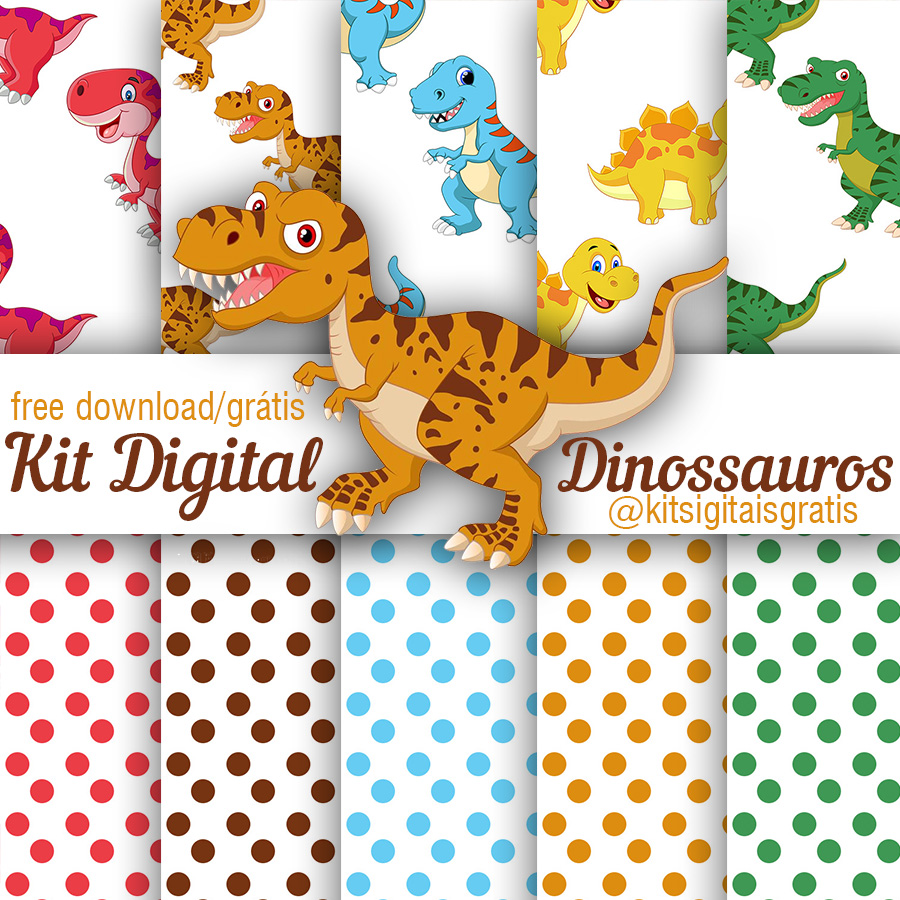 Kit Digital para imprimir dinossauro cute