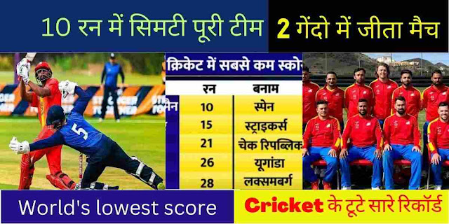 World's lowest score record cricket 10 रन पर ऑल आउट