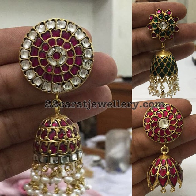 Stylish Kundan Jhumkas in Silver