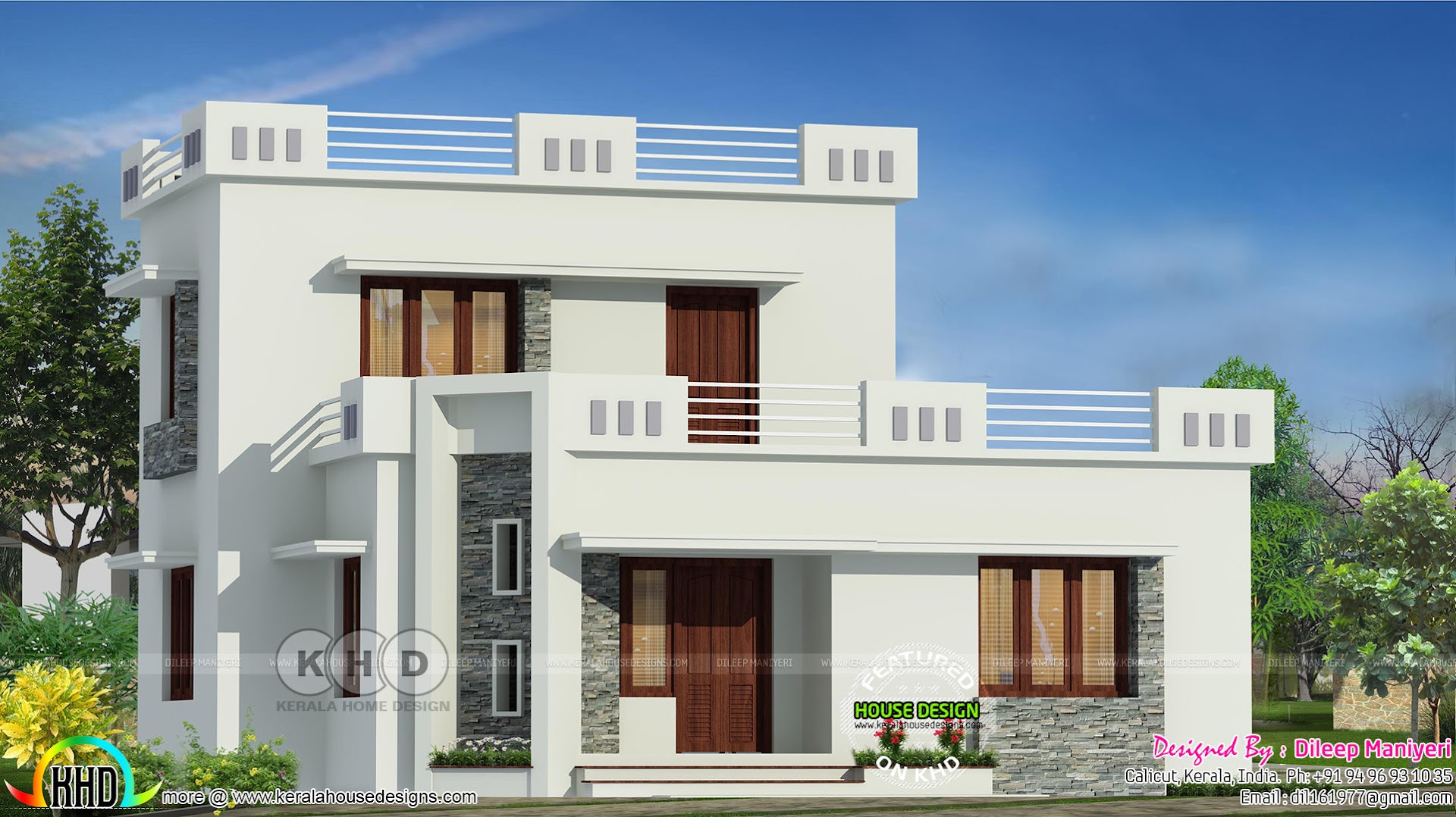1444 sq ft flat  roof  3  bedroom  home  Kerala home  design 
