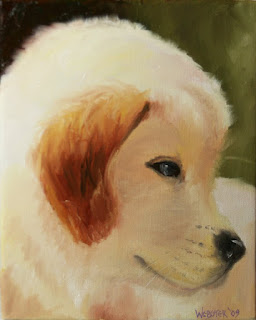 Daily Painters, Daily Paintings, golden retriever puppy