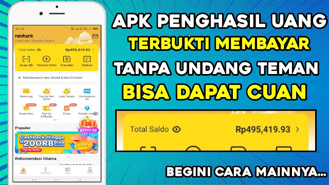 Aplikasi Penghasil Uang Tanpa Undang Teman Jutaan Perhari