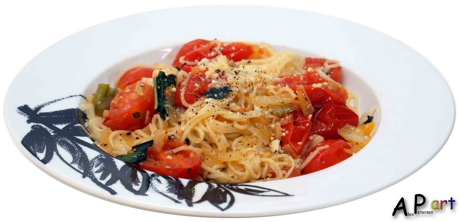 Angel Hair Pasta With Roma Tomatoes Basil Alexthecontemporaryculinarianprint