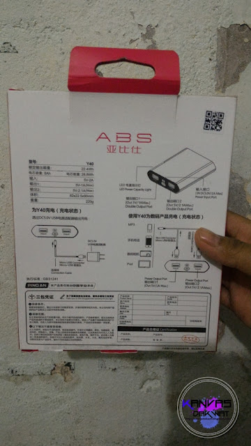 Powerbank ABS Malaysia Model Y40  Ringan Mudah di Bawa Ke Mana - Mana