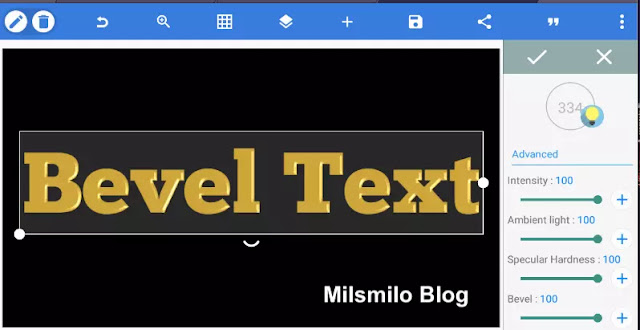 Cara Membuat tulisan efek bevel text dan efek emboss text di PixelLab, tulisan efek timbul dan cfek cahaya pada tulisan