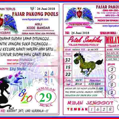 Kode Syair Fajar Pakong 27 Juni 2018