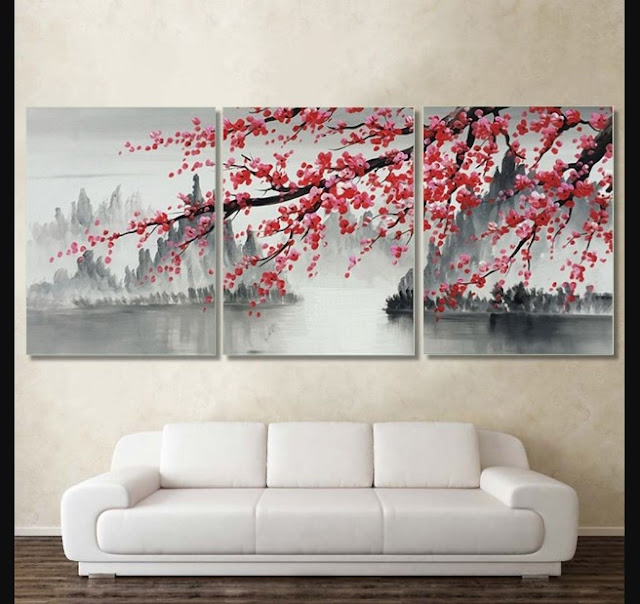 Drawing Room Painting Idea with Chinese Style Wall Art