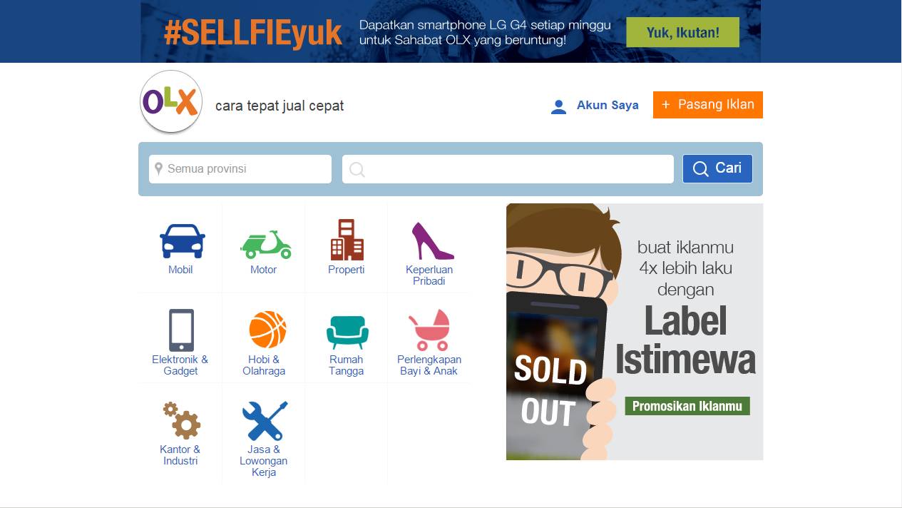 Tampilan OLX.co.id