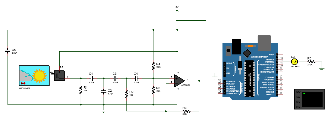 circuit diagram PPG sensor Arduino