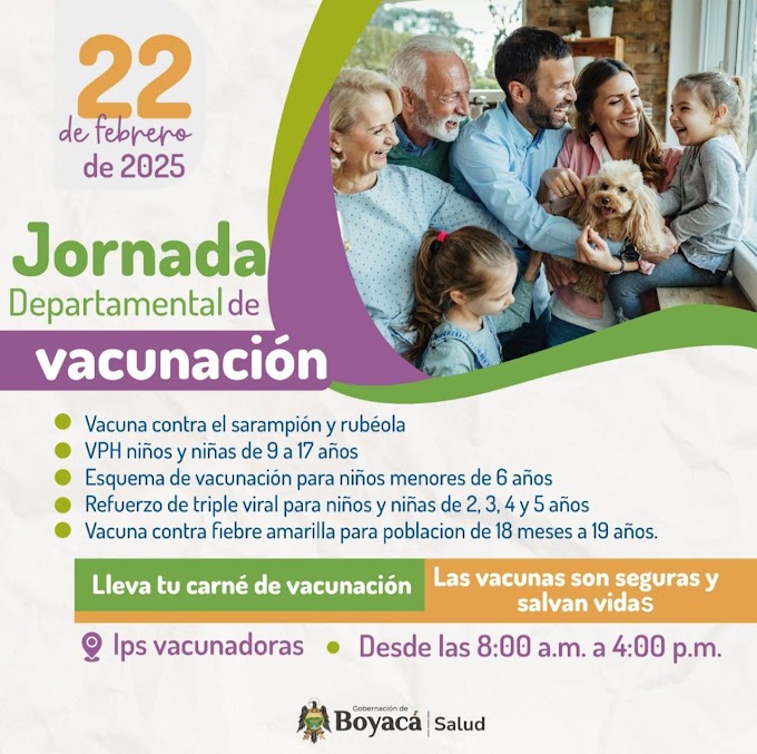 Este 22 de febrero, Primera Jornada Departamental de Vacunación en Boyacá