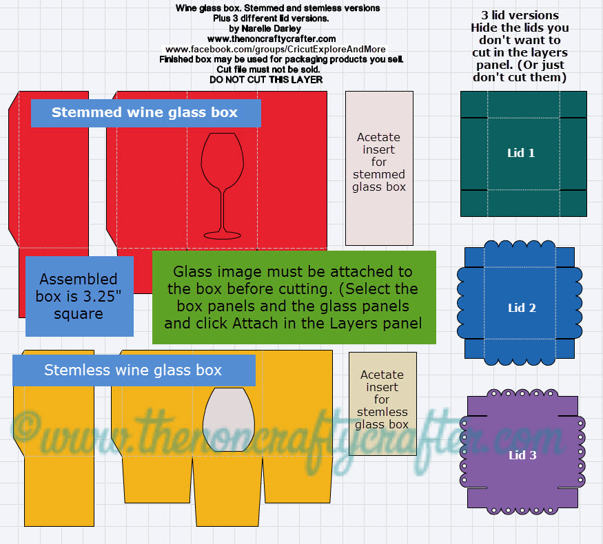 Download The Non Crafty Crafter Wine Glass Box Free Design Space Cut File